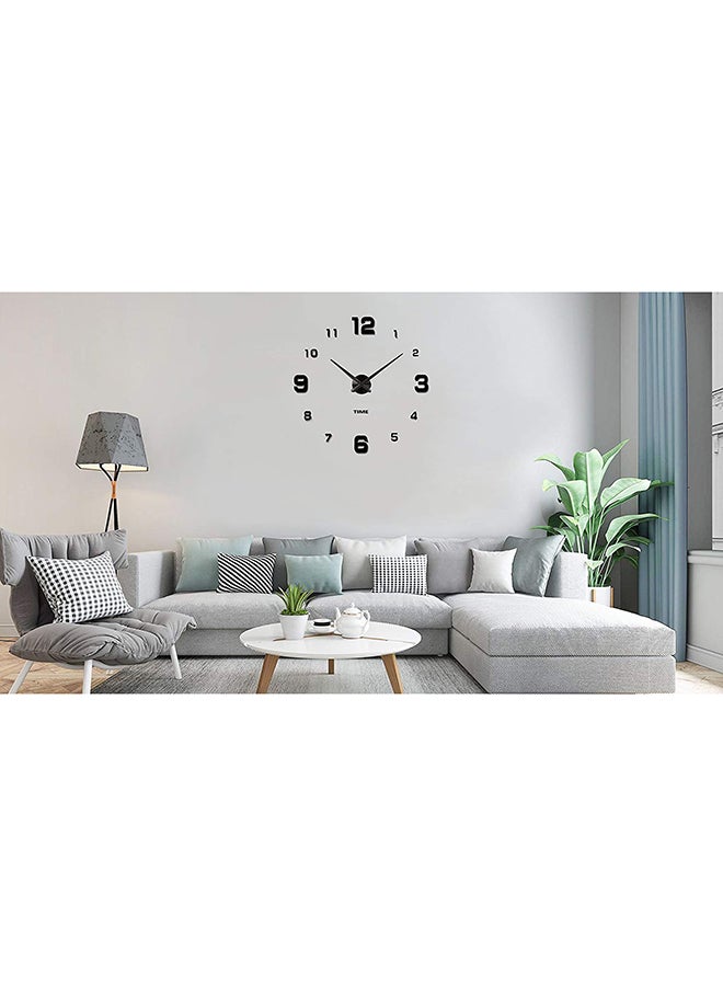 3D Wall Clock With Mirror Number Stickers Black 39x39inch - Image 2